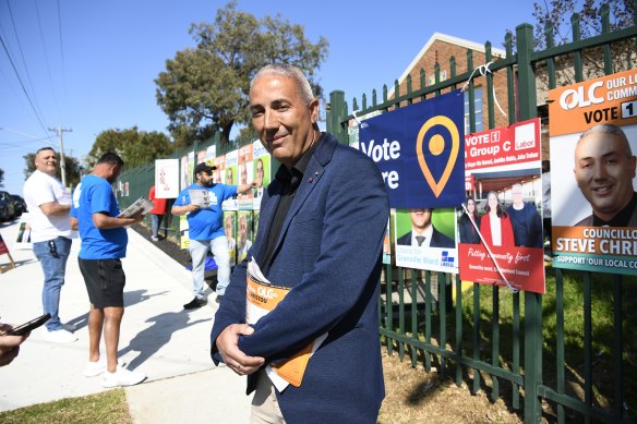 Steve Christou at a polling place in Granville.